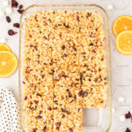 Carrés croustillants riz soufflé, canneberges et orange