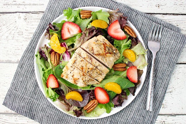 California Chicken Salad on a plate with a fork.